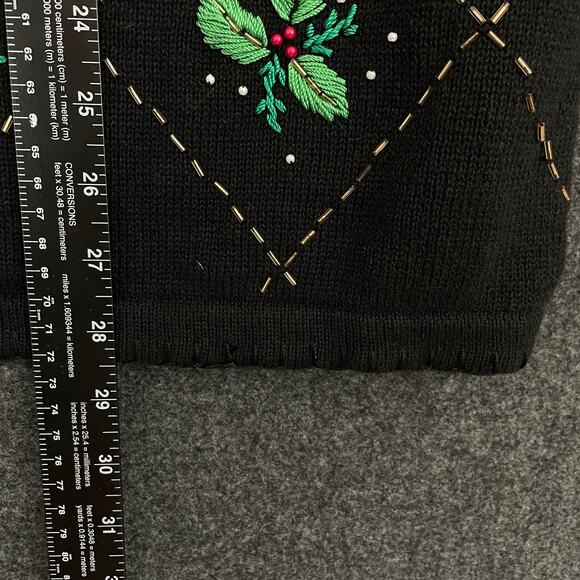 IB Diffusion Holiday Cardigan Sweater Women’s 3X Black Poinsettia Beaded - Picture 11 of 11